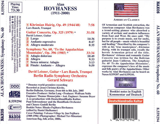 Alan Hovhaness: Symphony No. 60; Guitar Concerto; Khrimian Hairig cover art