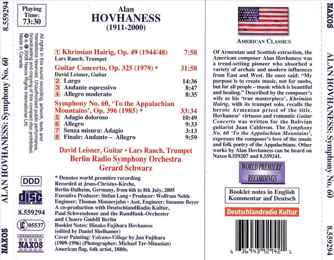 Alan Hovhaness: Symphony No. 60; Guitar Concerto; Khrimian Hairig cover art