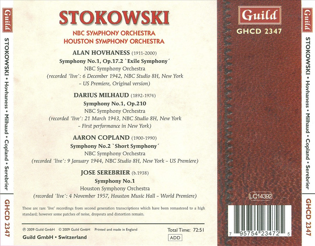 Hovhaness, Milhaud, Copland, Serebrier: Symphonies cover art