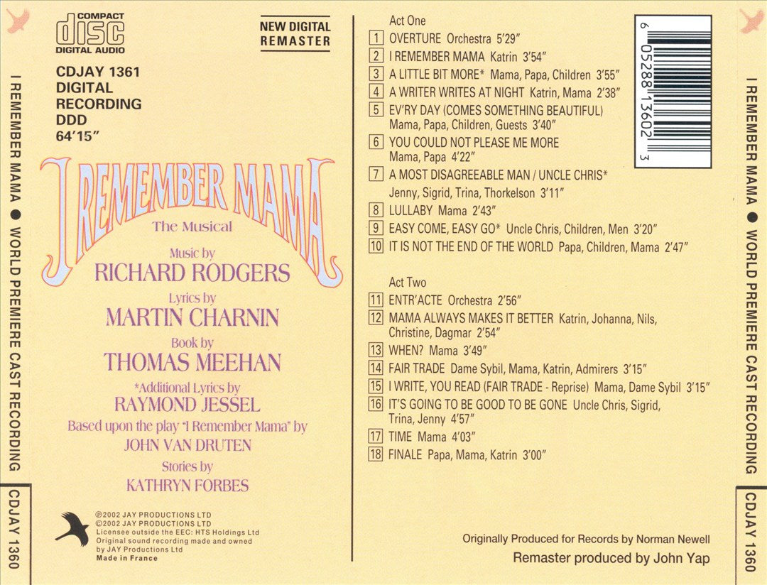 I Remember Mama (World Premiere Cast Recording) cover art