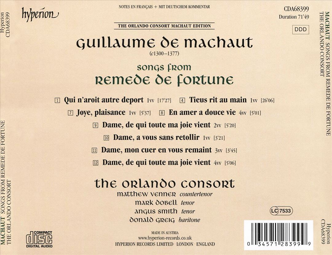 Machaut: Remede de Fortune cover art