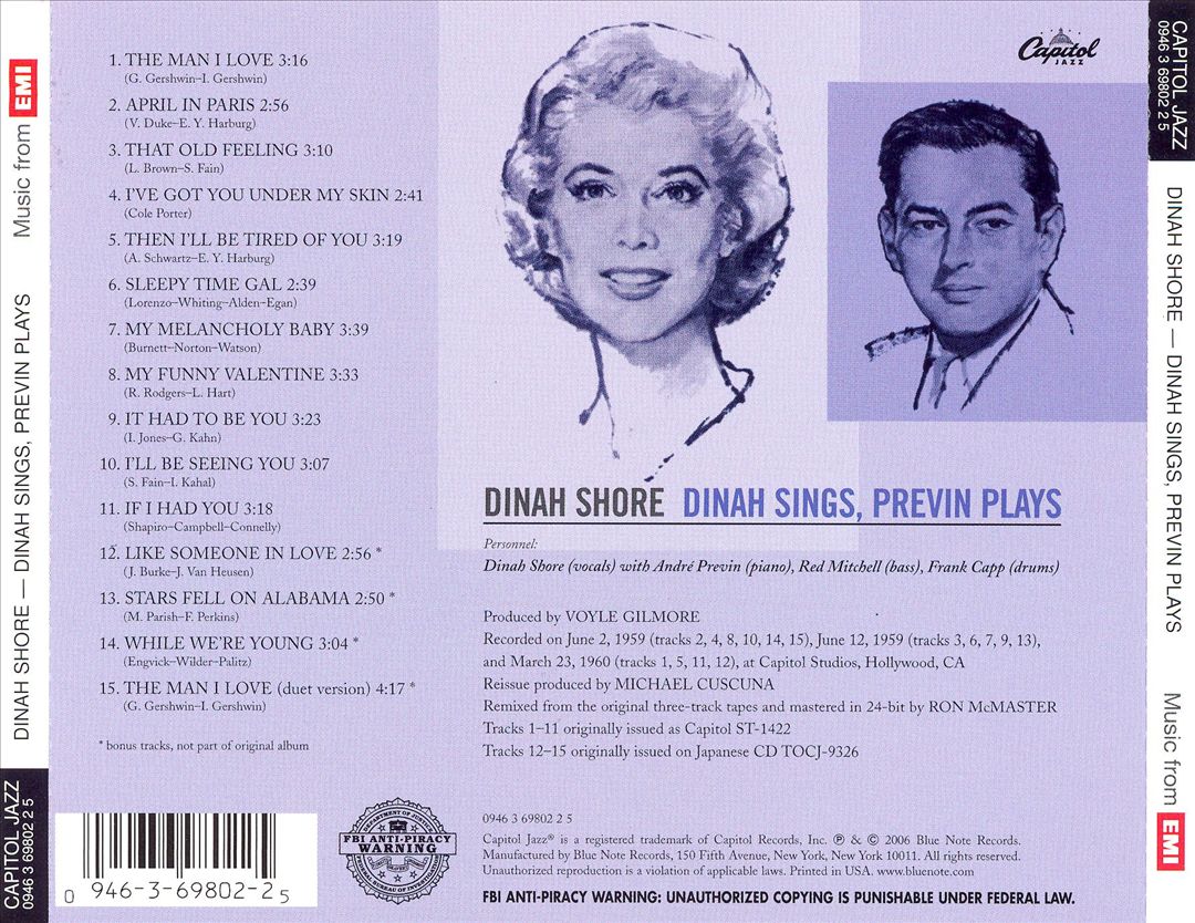 Dinah Sings, Previn Plays [Bonus Tracks] cover art