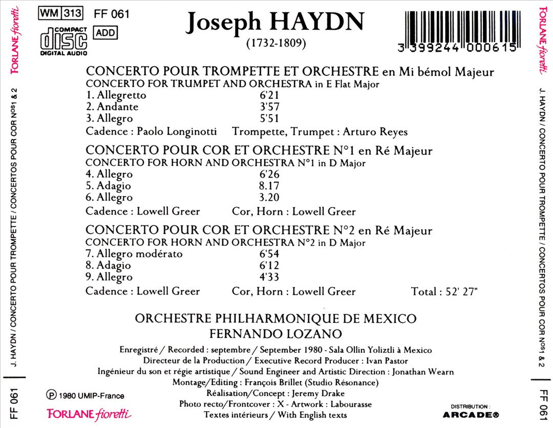 Haydn: Trumpet Concerto; Horn Concertos Nos. 1 & 2 cover art