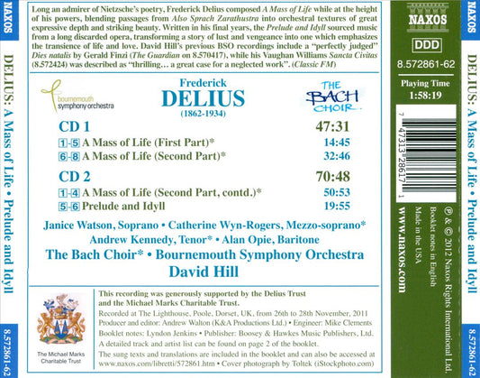 Delius: A Mass of Life; Prelude and Idyll cover art