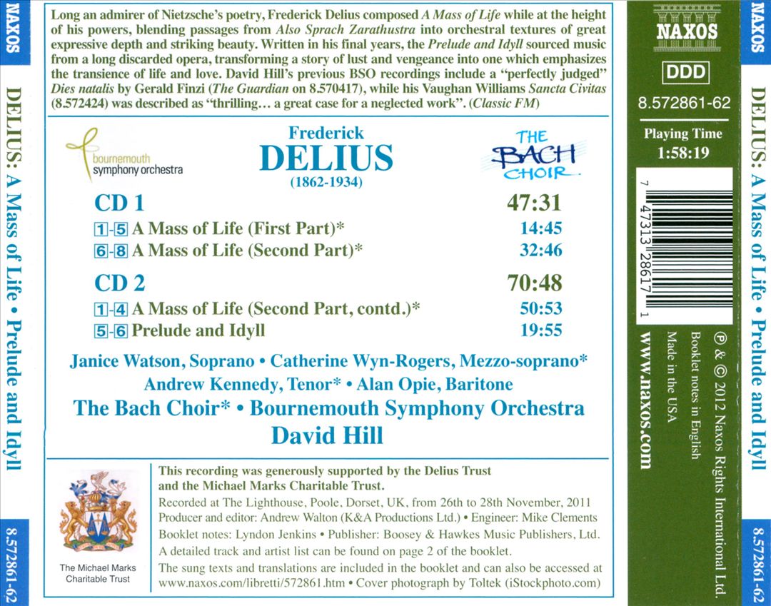 Delius: A Mass of Life; Prelude and Idyll cover art