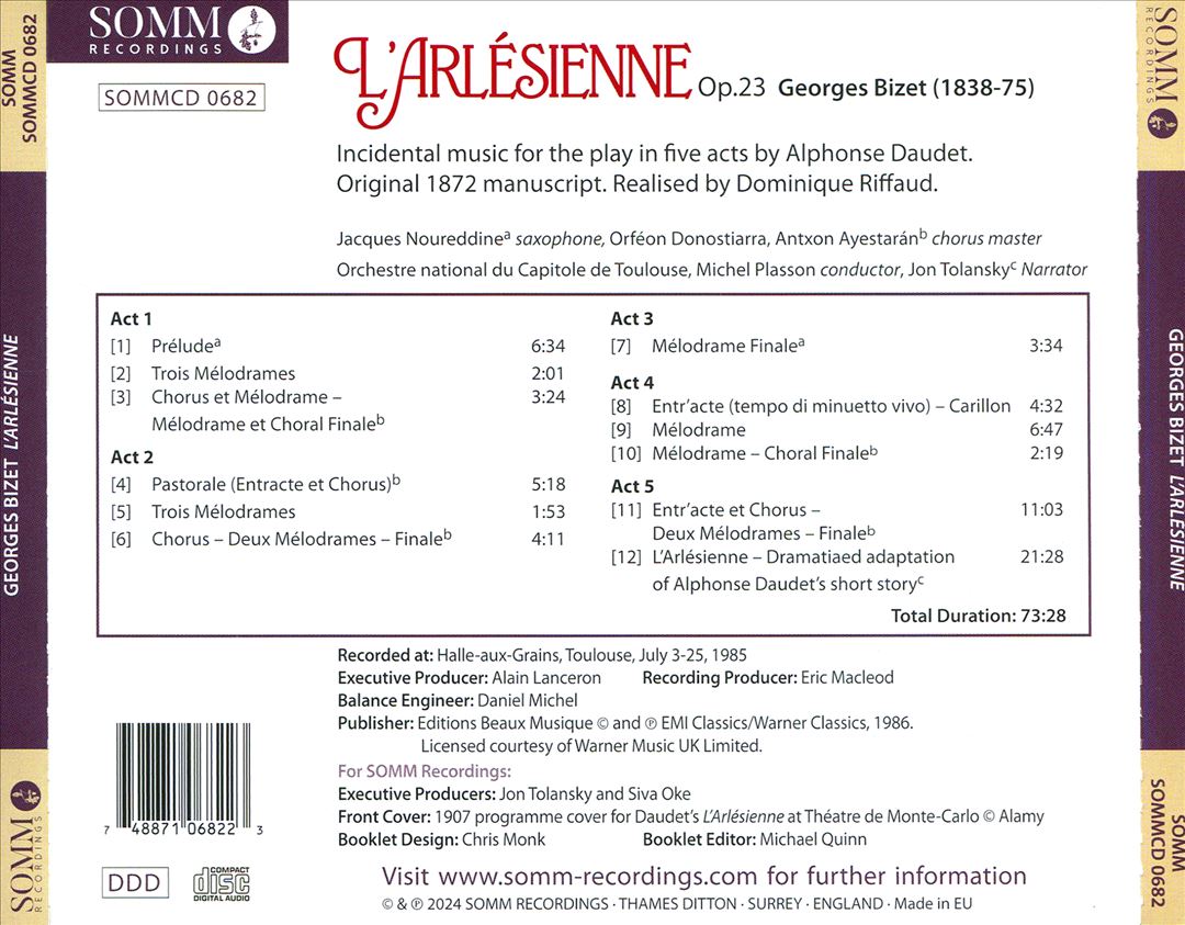 Georges Bizet: L'Arlésienne [Somm] cover art