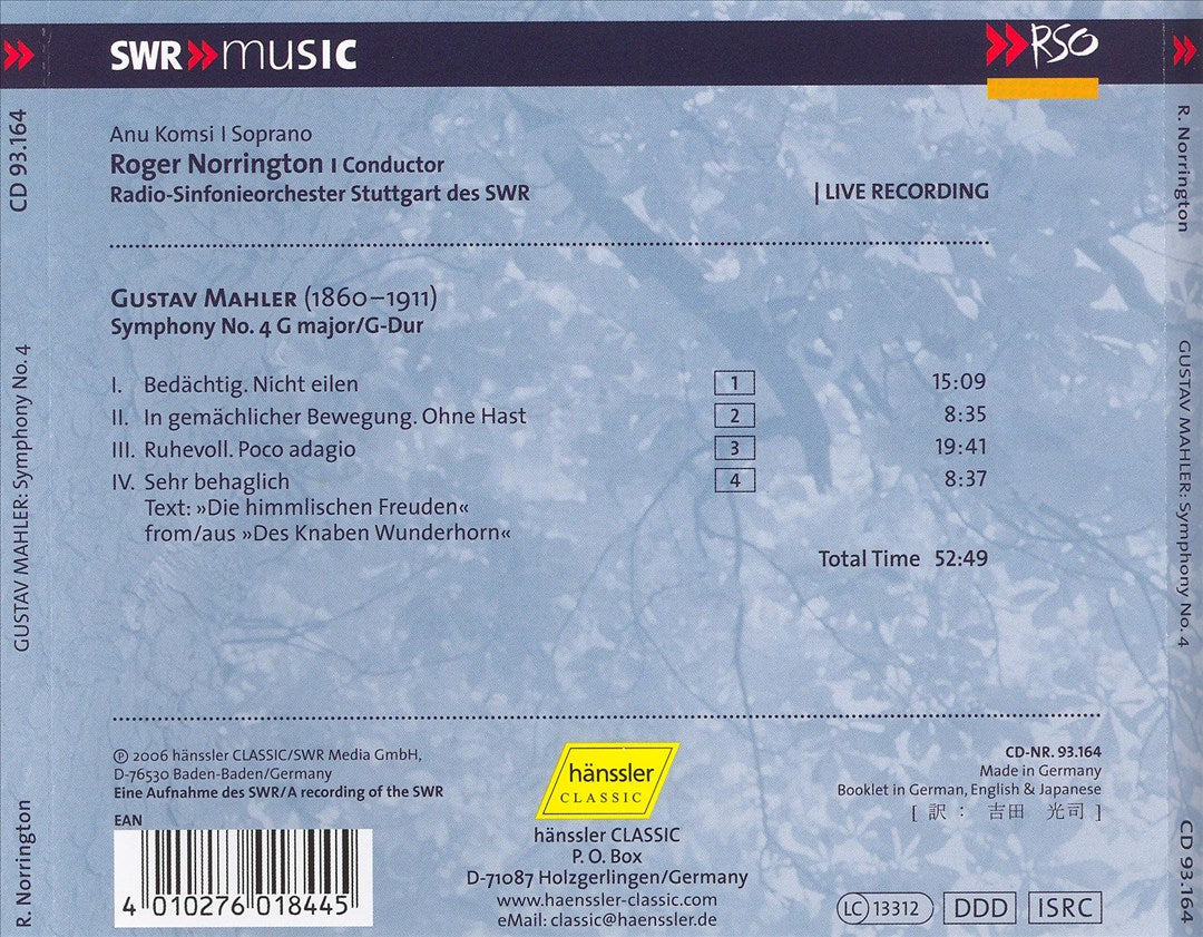 Mahler: Symphony No. 4 cover art