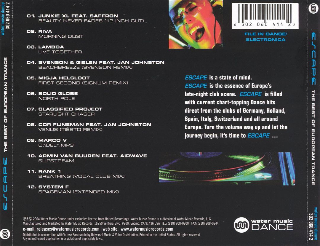 Escape: The Best of European Trance cover art
