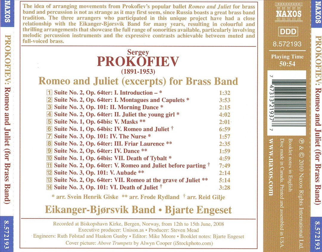 Prokofiev: Romeo and Juliet for Brass Band cover art