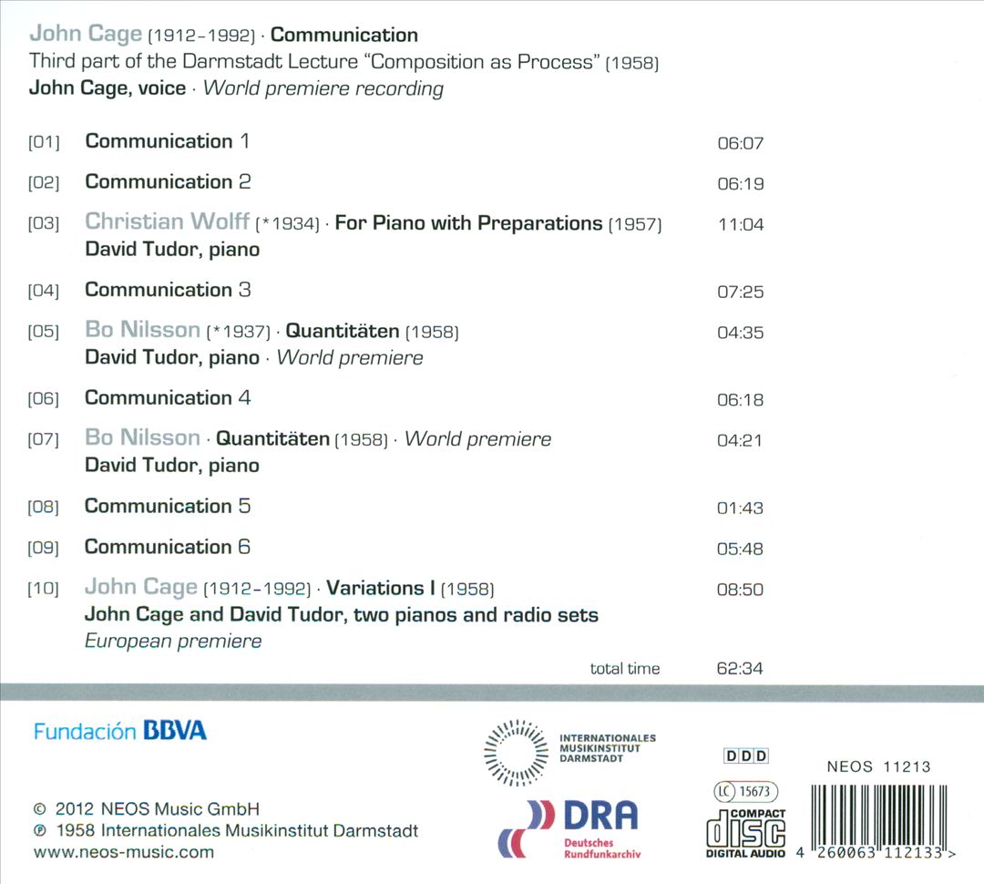 Darmstadt Aural Documents, Box 2: John Cage - Communication cover art