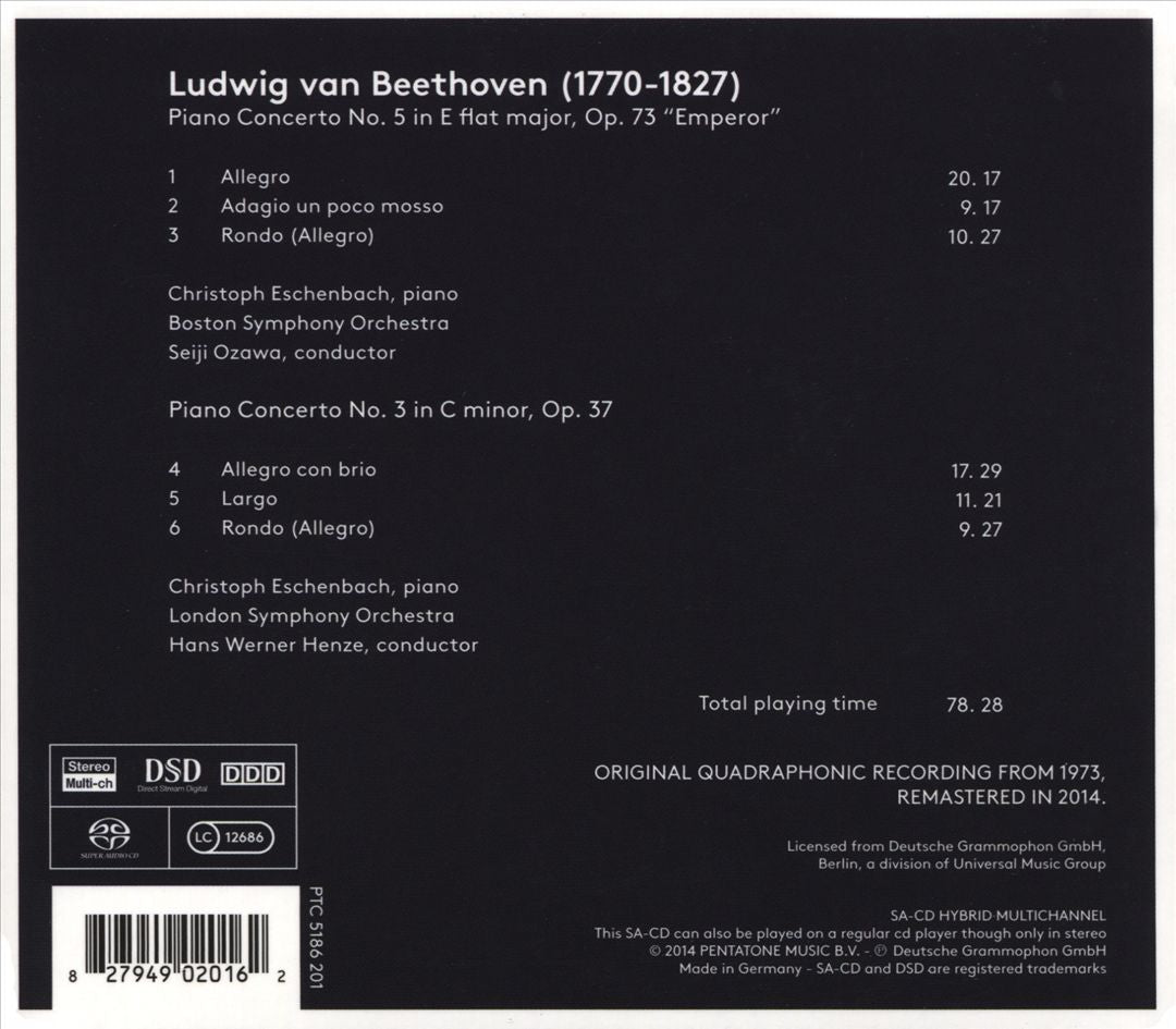 Beethoven: Piano Concertos Nos. 3 & 5 "Emperor" cover art