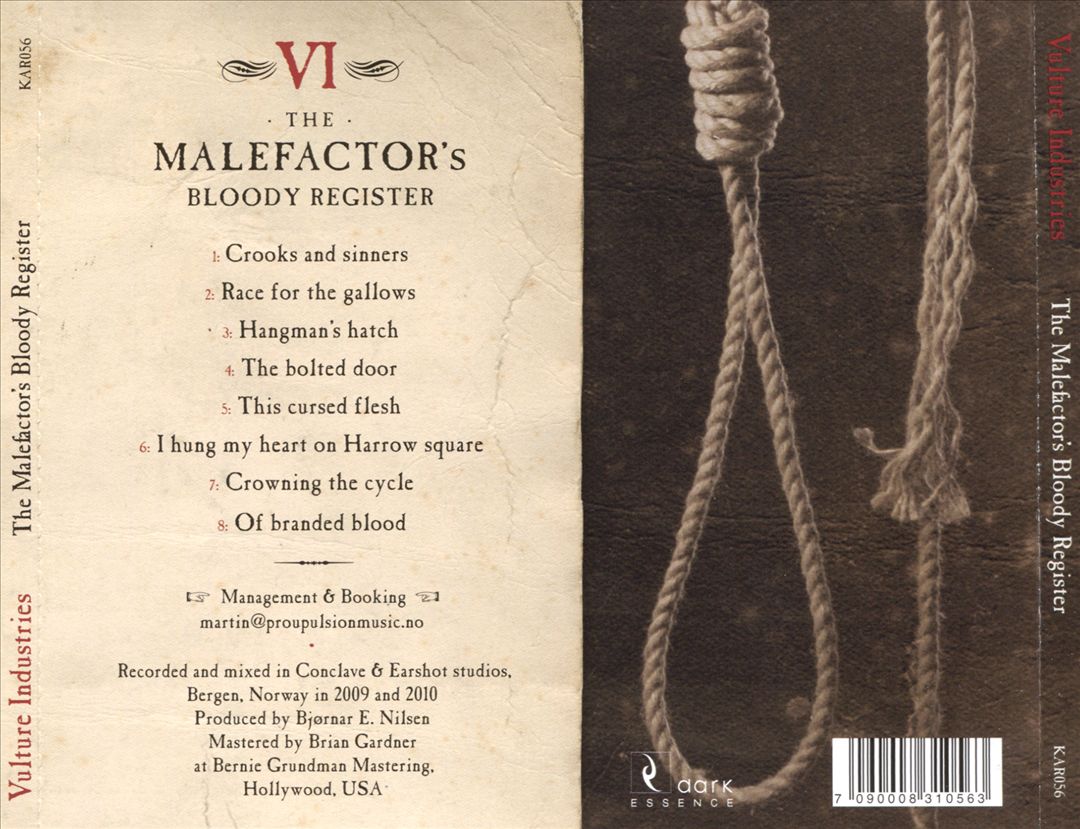 Malefactors Bloody Register cover art