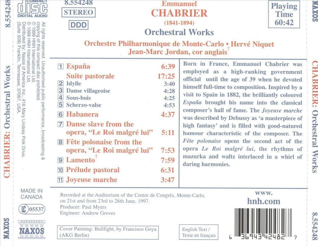 Chabrier: Orchestral Works cover art