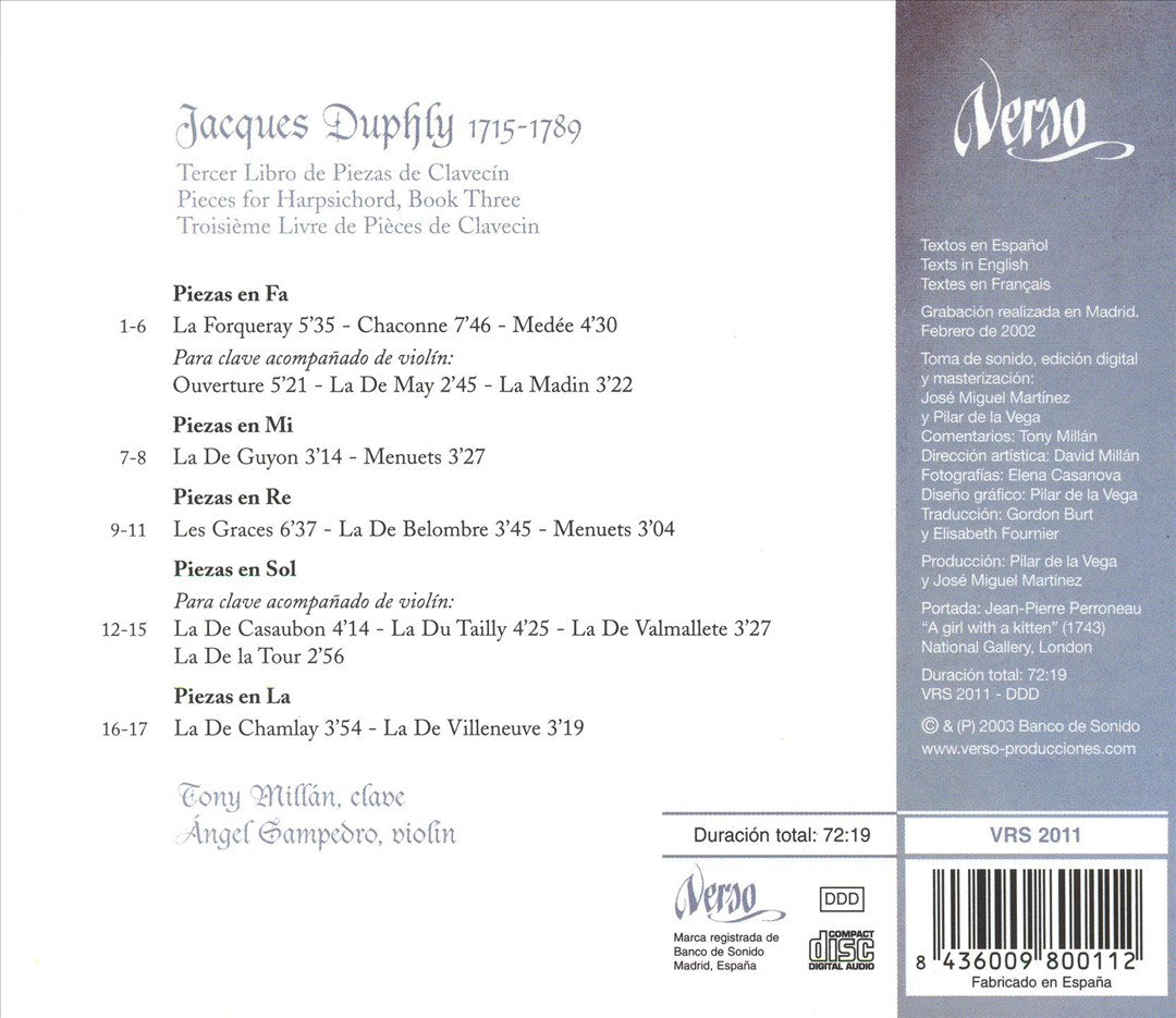 Jacques Duphly: Tercer Libro de Piezas de Clavecín cover art