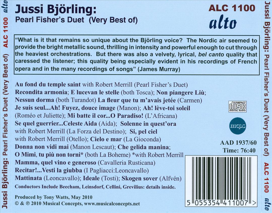 Pearl Fishers' Duet: The Very Best of Jussi Björling cover art