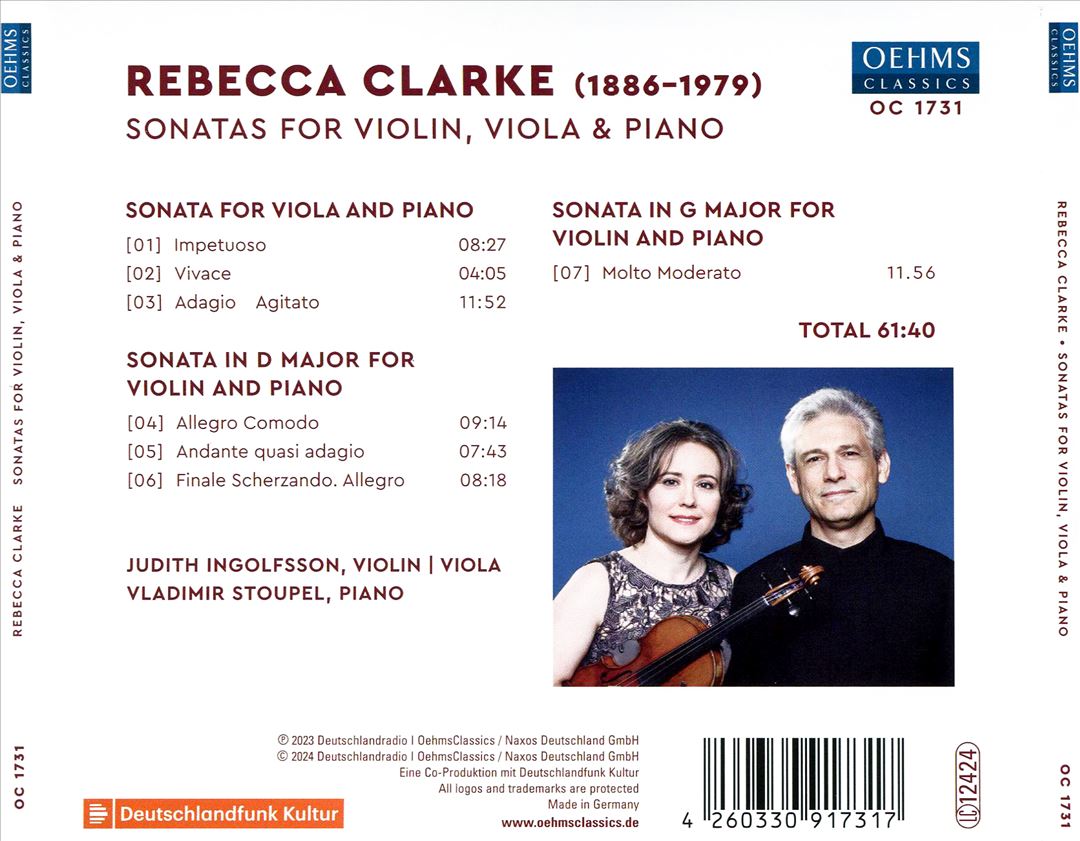 Rebecca Clarke: Sonatas for Violin, Viola & Piano cover art