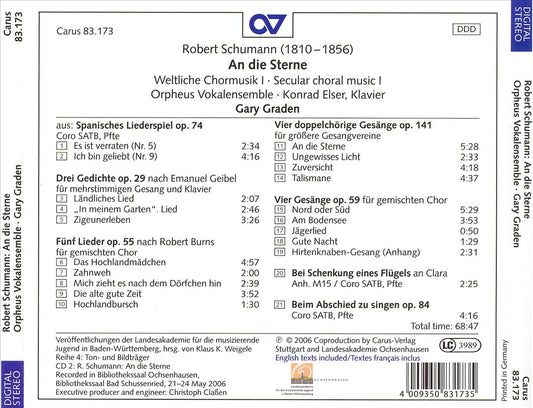 Schumann: An die Sterne cover art
