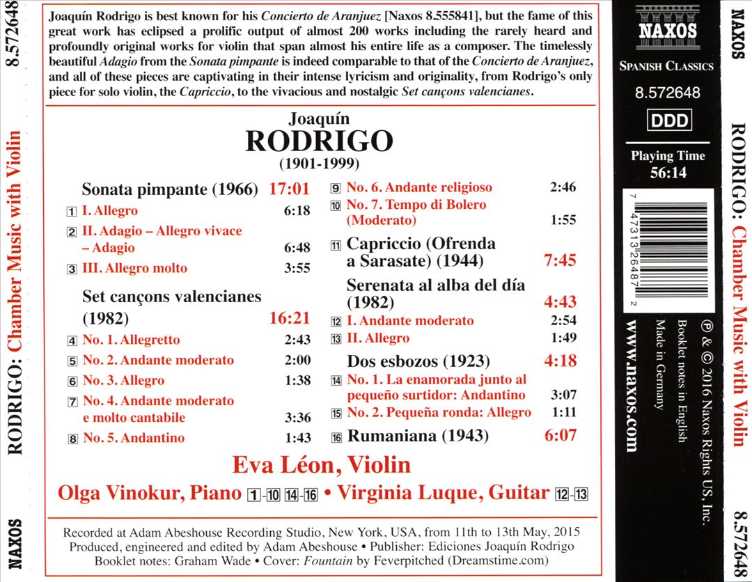 Joaquin Rodrigo: Chamber Music with Violin cover art