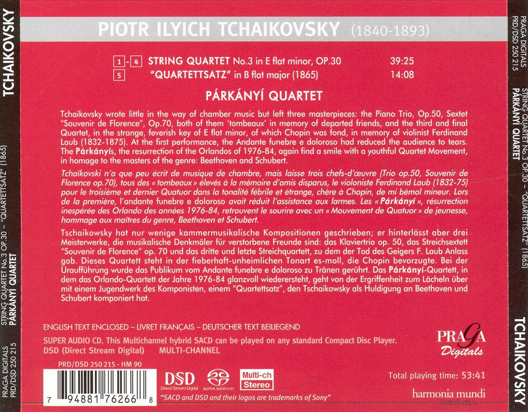 Tchaikovsky: String Quartet No. 3, Op. 30; Quartettsatz (1865) cover art