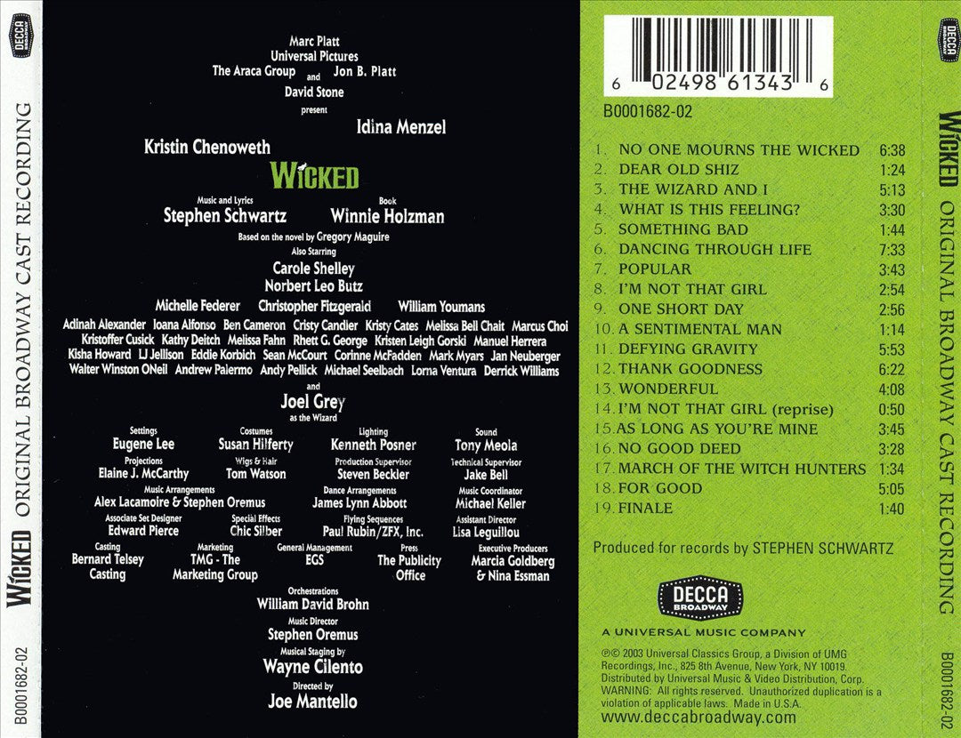 Wicked: A New Musical [Original Broadway Cast Recording] cover art