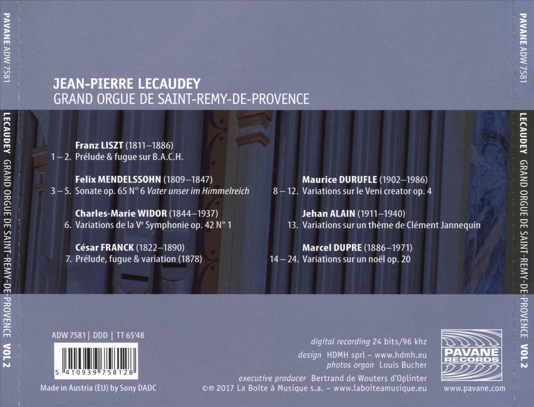 Grand Orgue de Saint-Remy-de-Provence: Liszt, Mendelssohn, Widor, Franck, Durufle, Alain, Dupre cover art