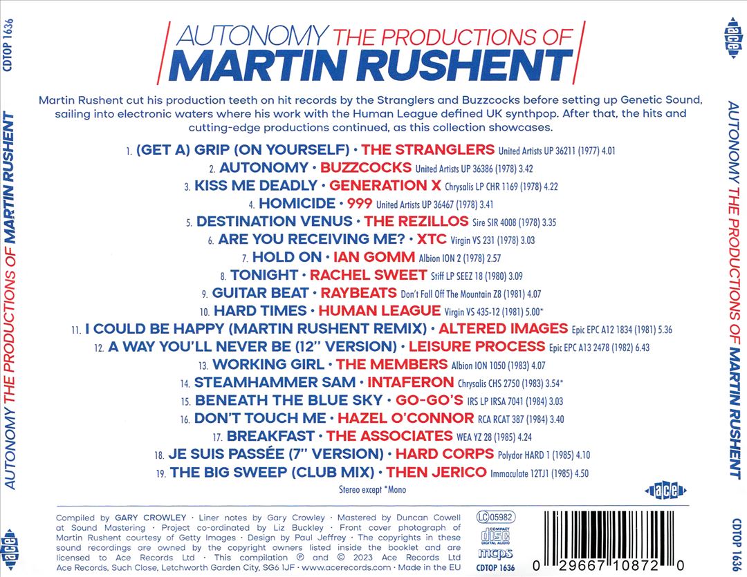 Autonomy: Productions of Martin Rushent cover art