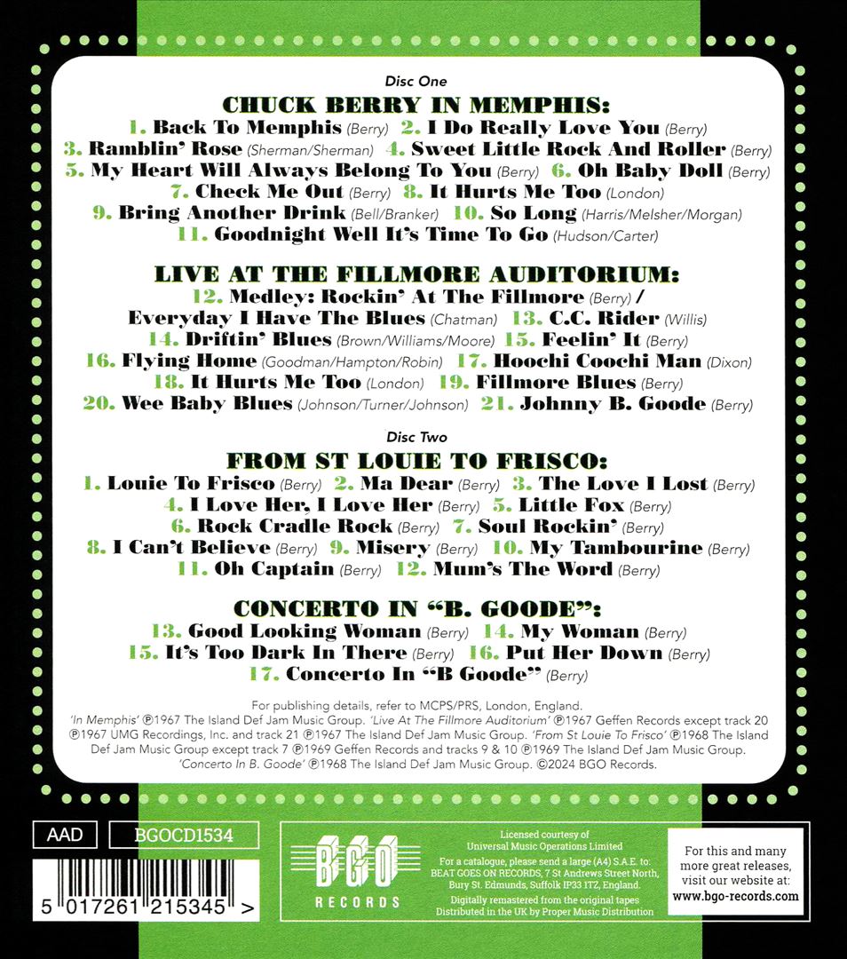 In Memphis/ Live at the Fillmore Auditorium/From St Louie to Frisco/Concerto B. Goode  cover art