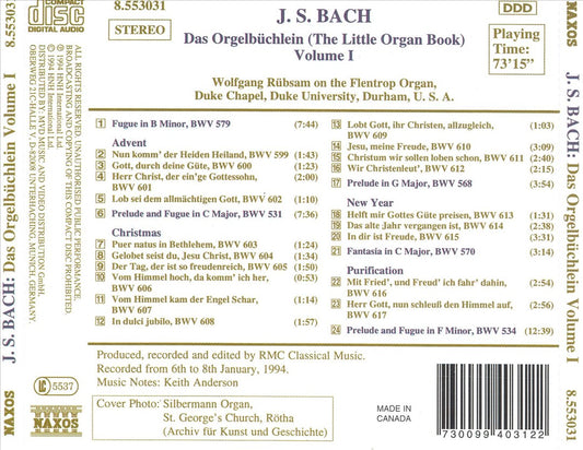Bach: Das Orgelbüchlein (The Little Organ Book), Vol. 1 cover art
