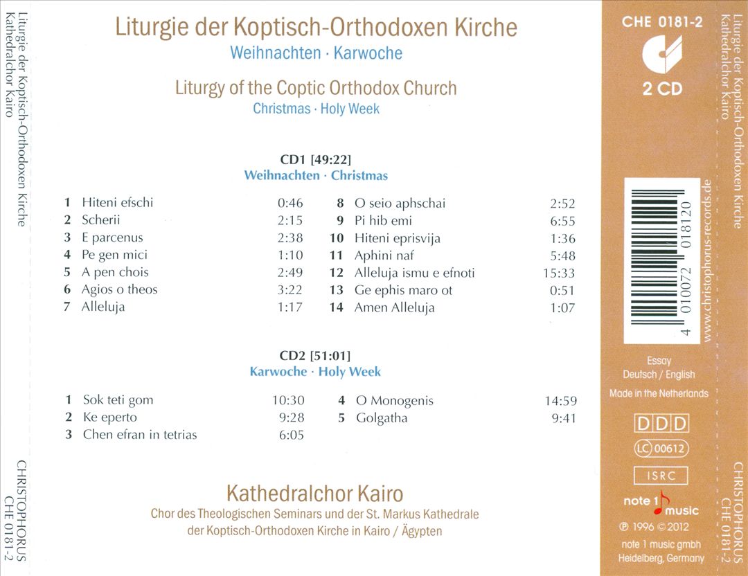 Liturgie der Koptisch-Orthodoxen Kirche: Weinachten, Karwoche cover art