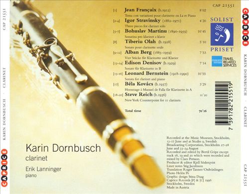 Karin Dornbusch, Clarinet cover art