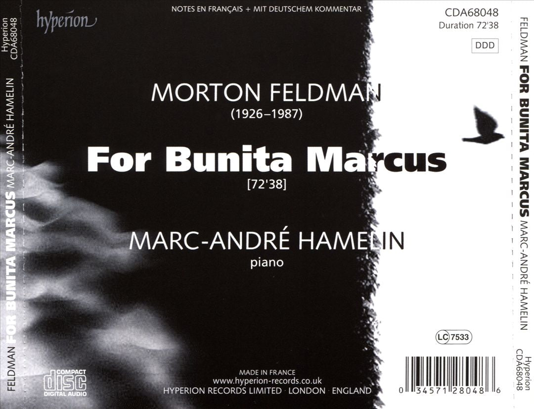 Morton Feldman: For Bunita Marcus cover art