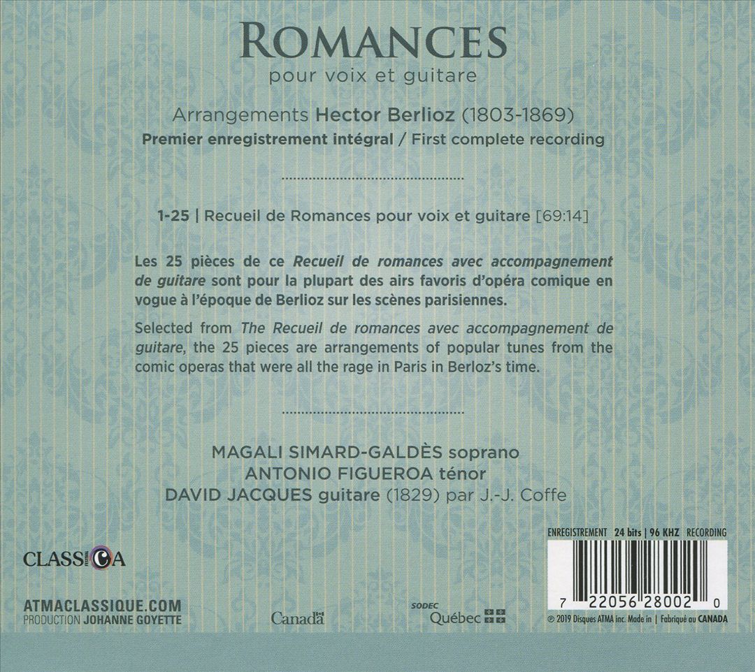 Romances pour voix et guitare: Arrangements Hector Berlioz cover art