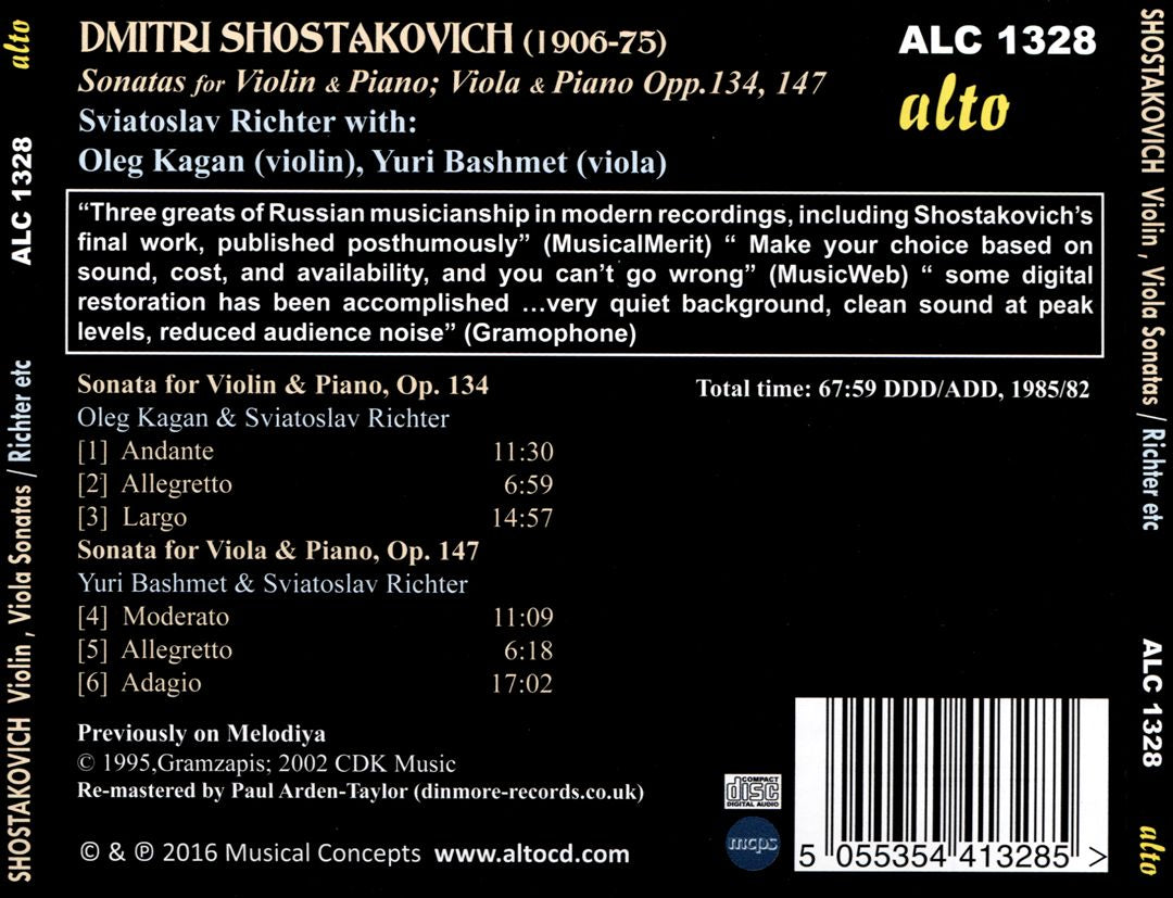 Shostakovich: Sonata for Violin & Piano, Op. 134; Sonata for Viola & Piano, Op. 147 cover art