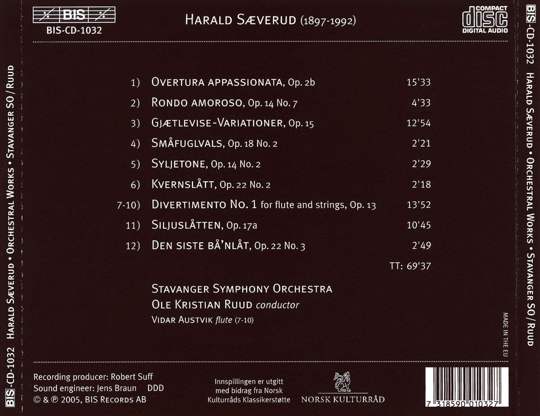 Harald Saeverud: Overtura appassionata; Rondo amoroso; Divertimento No. 1; Siljuslåtten cover art