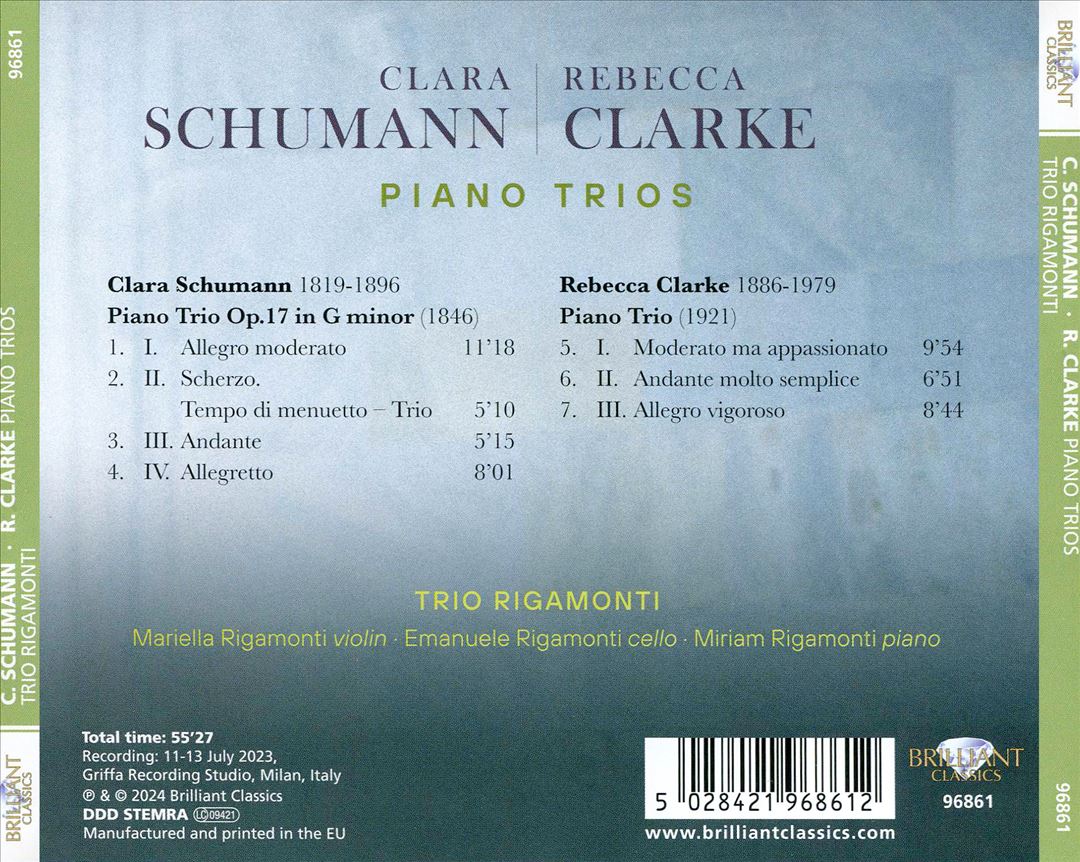 Clara Schumann, Rebecca Clarke: Piano Trios cover art