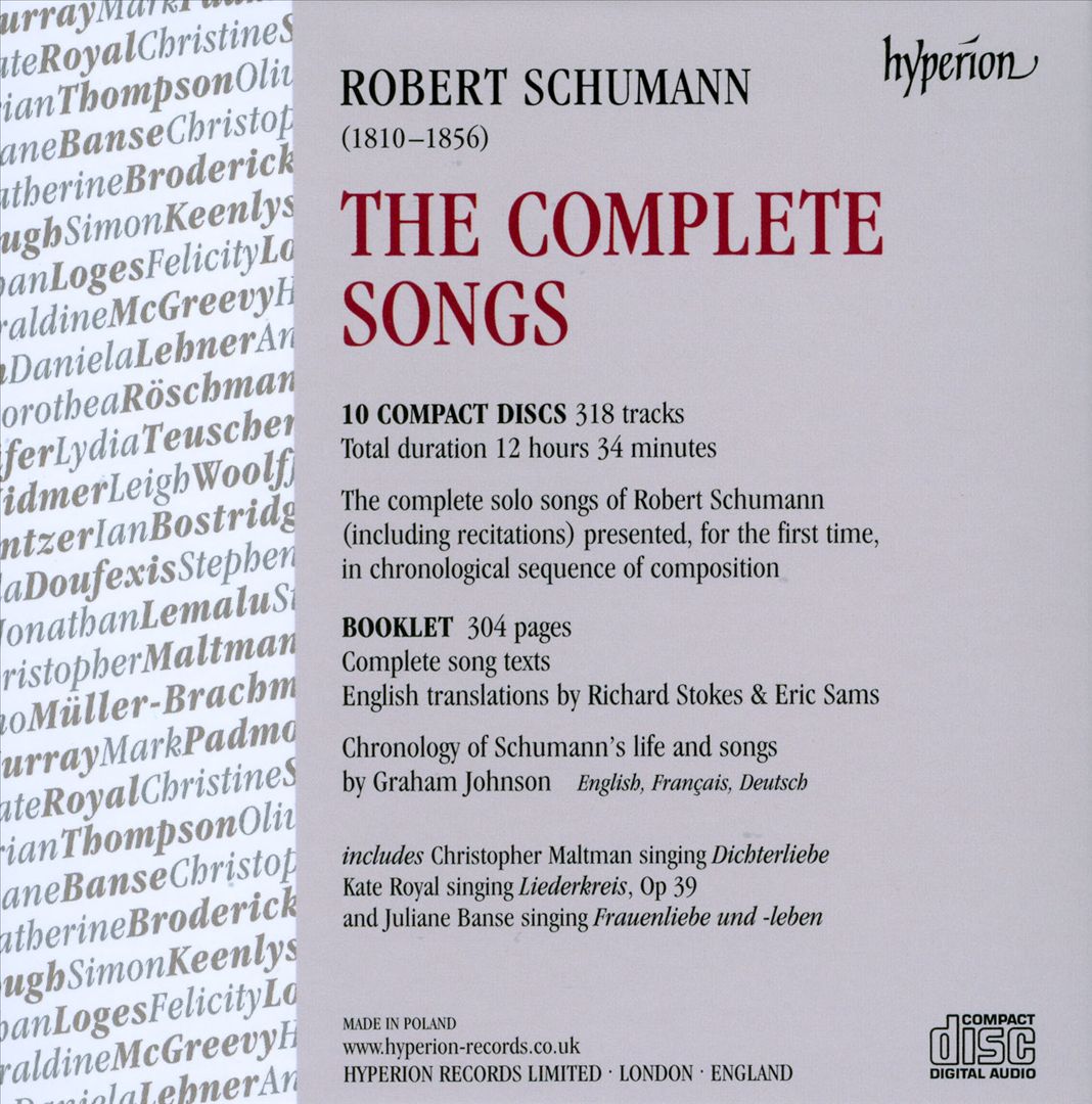 Schumann: The Complete Songs cover art