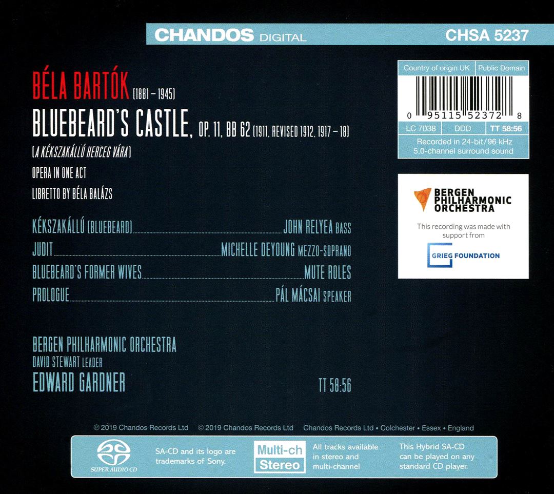 Bartók: Bluebeard's Castle cover art