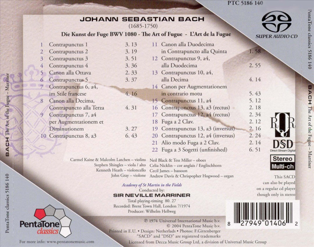 Johann Sebastian Bach: The Art of the Fugue  cover art