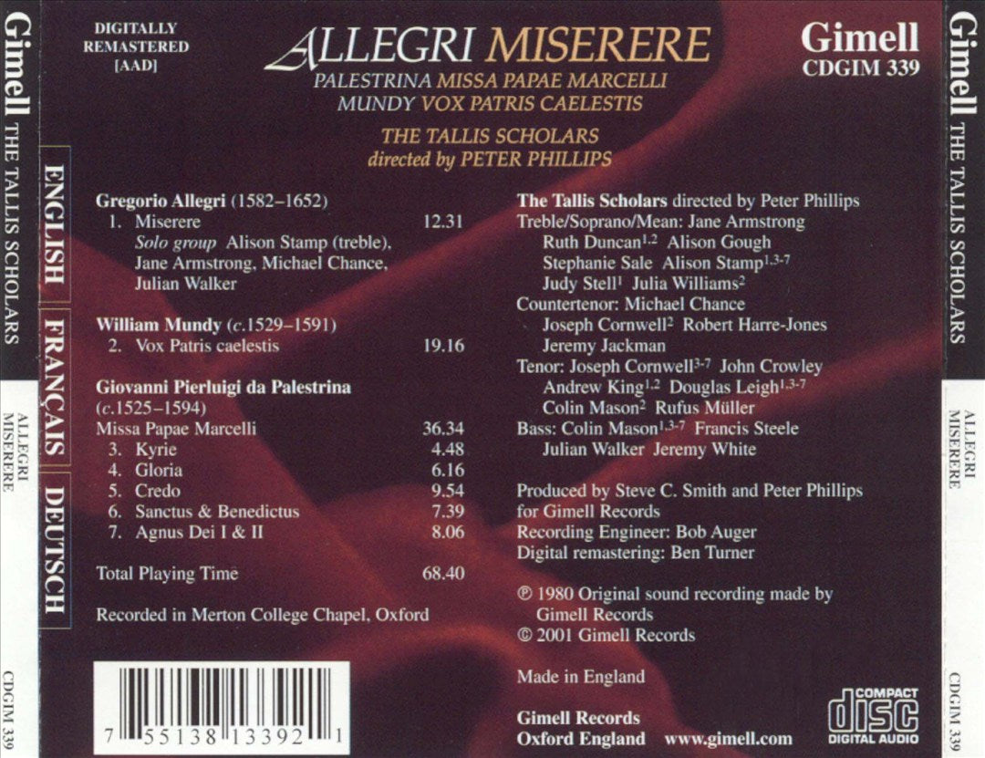 Allegri: Miserere cover art