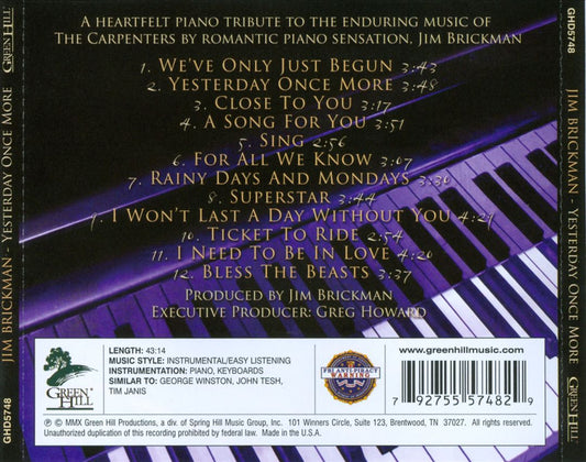 Yesterday Once More: A Tribute to the Music of the Carpenters cover art