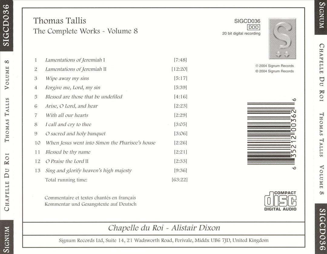 Thomas Tallis: Lamentations and Contrafacta cover art