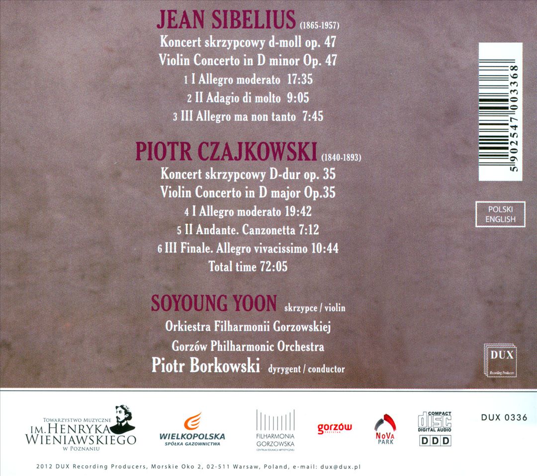 Sibelius, Czajkowski: Violin Concertos cover art