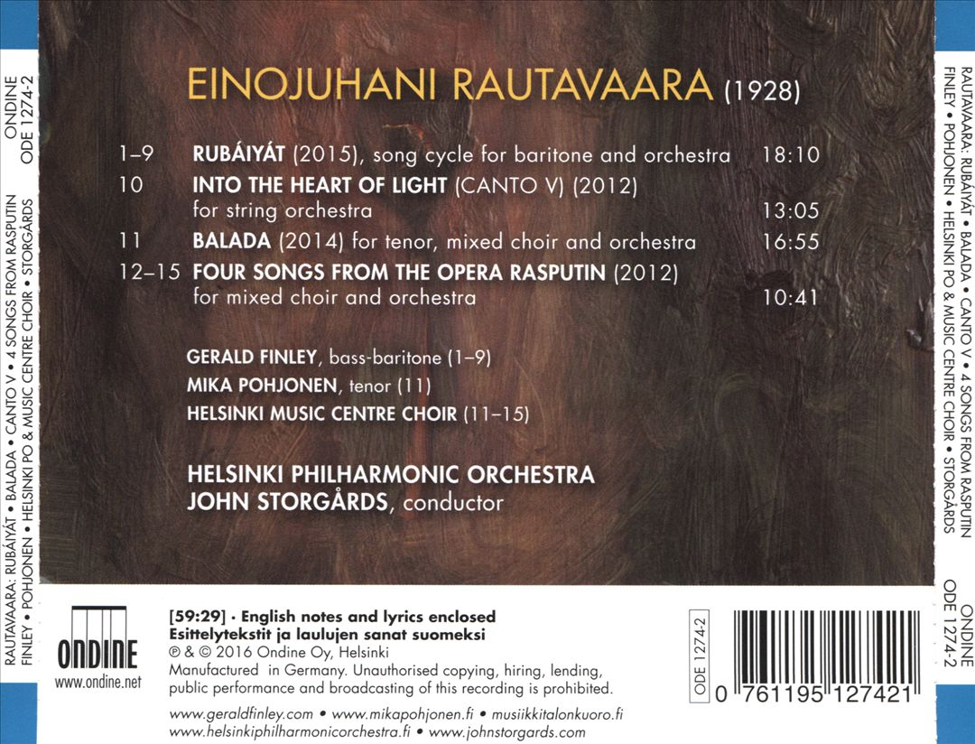 Rautavaara: Rubáiyát; Balada; Canto V; Four songs from Rasputin cover art