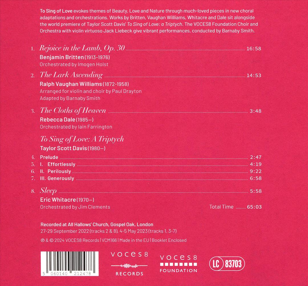 To Sing of Love cover art