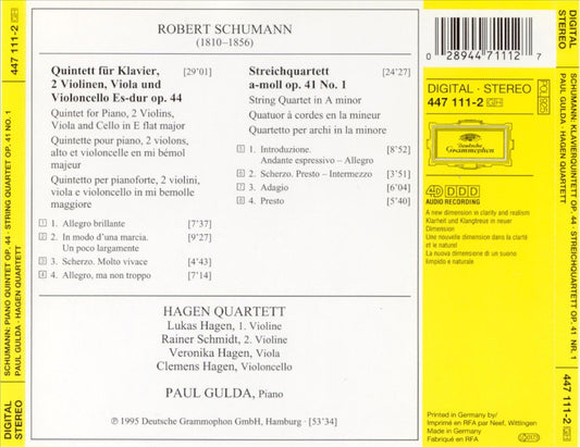Robert Schumann: Piano Quintet, Op. 44; String Quartet, Op. 41, No. 1 cover art