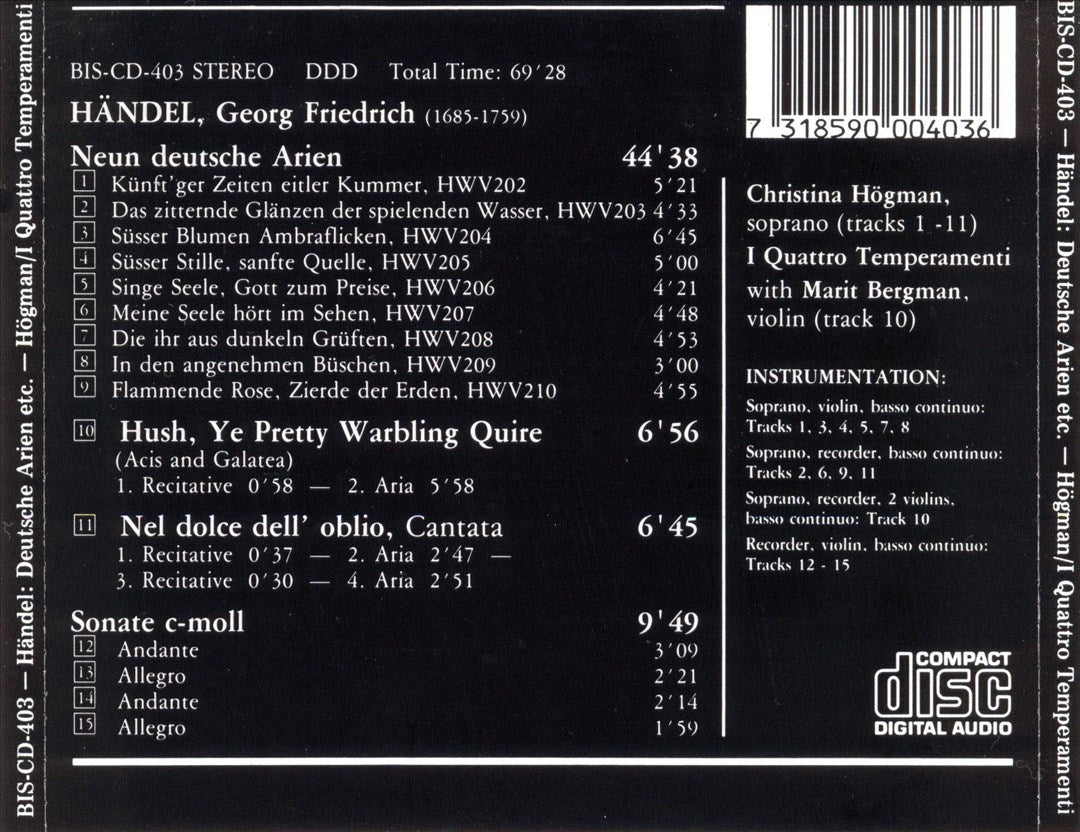 Handel: Vocal and Instrumental Chamber Music cover art
