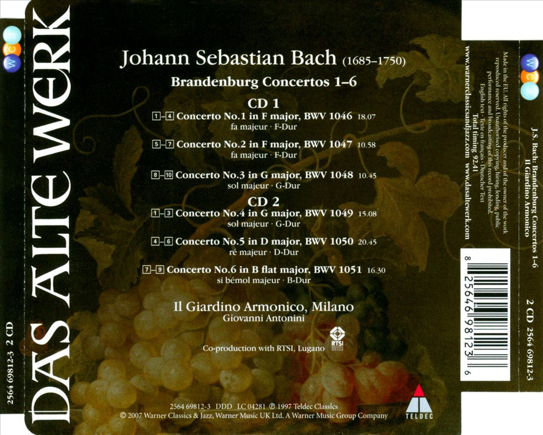 Bach: Brandenburg concertos, Nos. 1-6 cover art