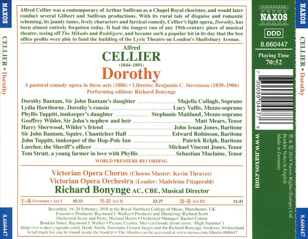 Alfred Cellier: Dorothy cover art