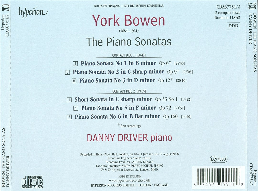 York Bowen: The Piano Sonatas cover art