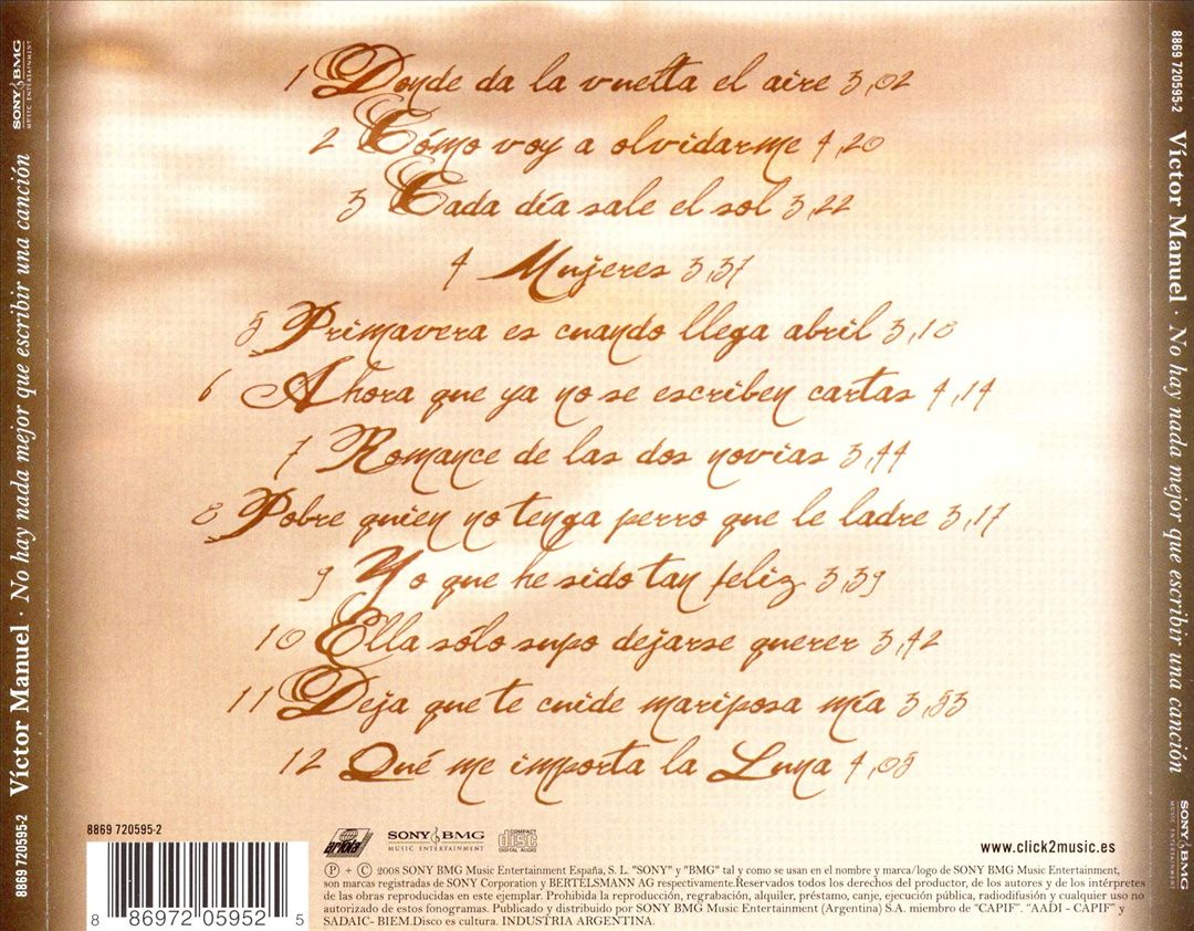No Hay Nada Mejor Que Escribir una Cancion cover art